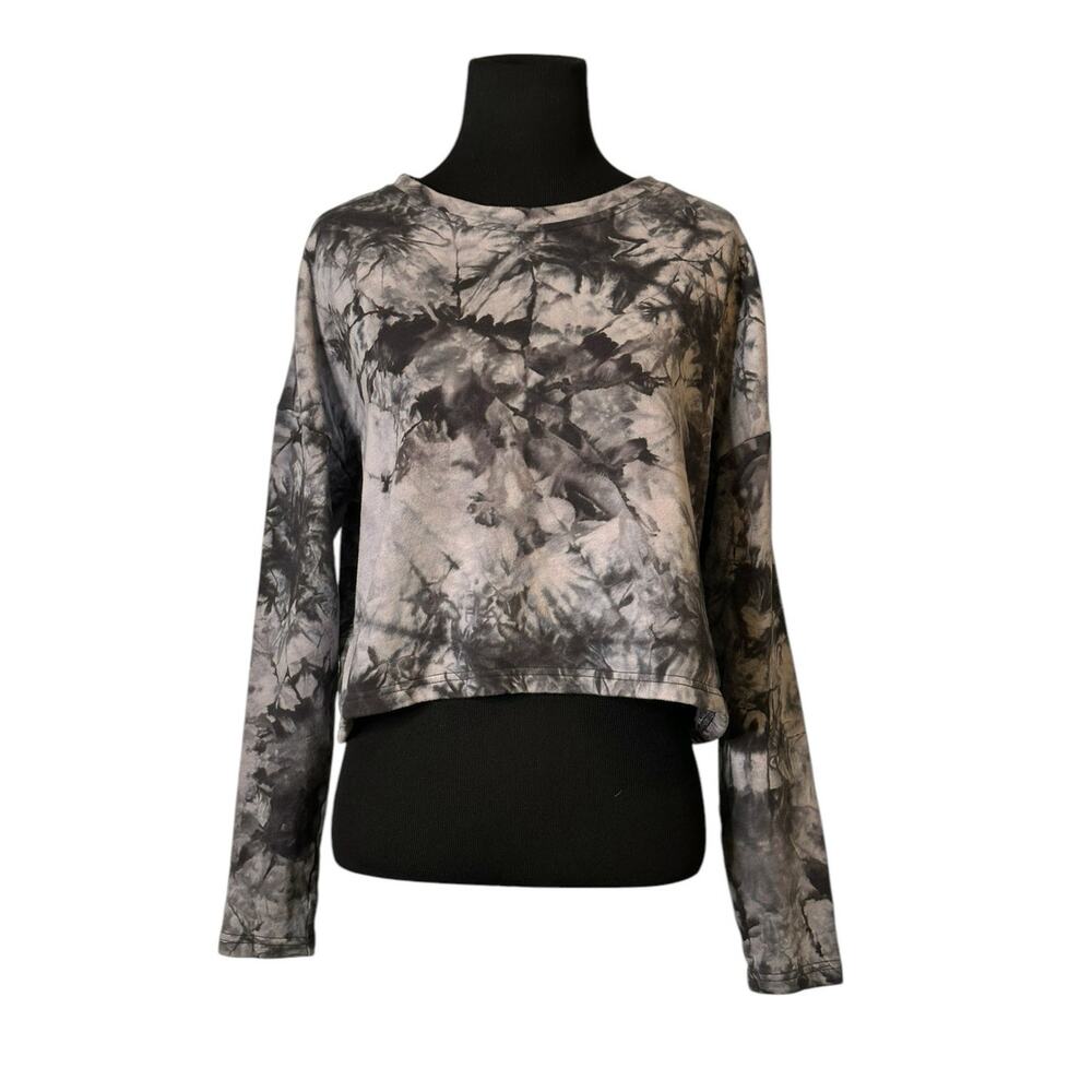 ZELLA gray black tie dye cropped sweatshirt size Small